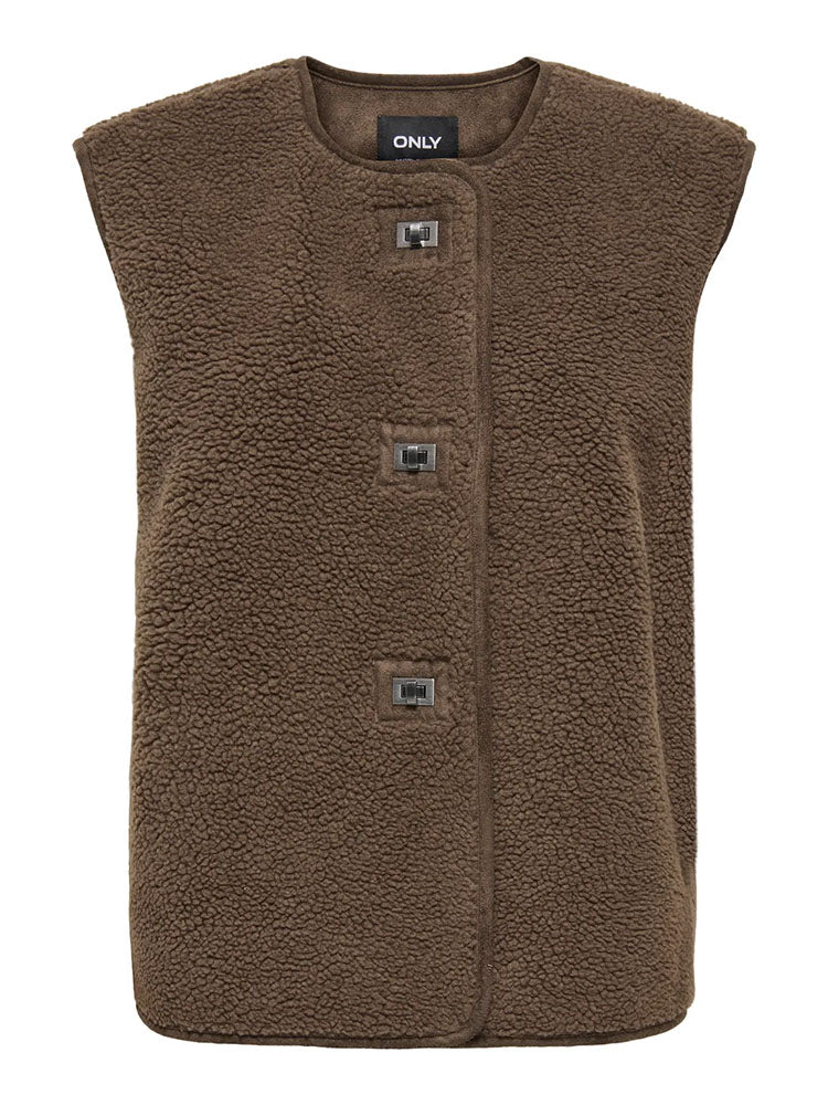 Onlwendy Teddy Waistcoat-Brown