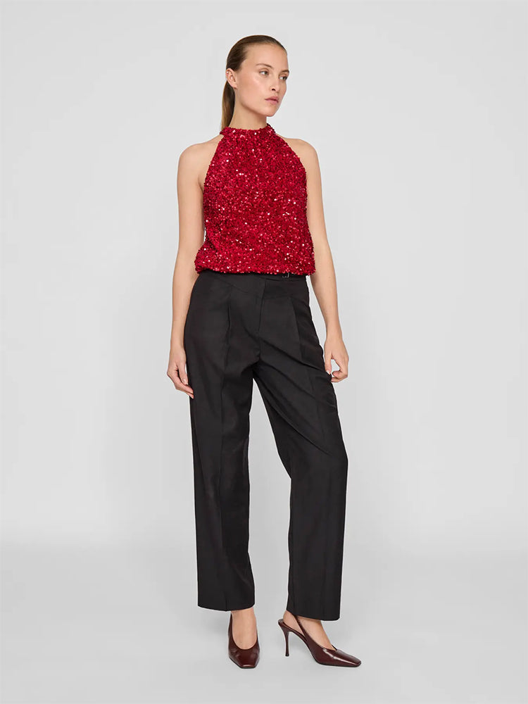 Viziggy Sequins Top-Haute Red