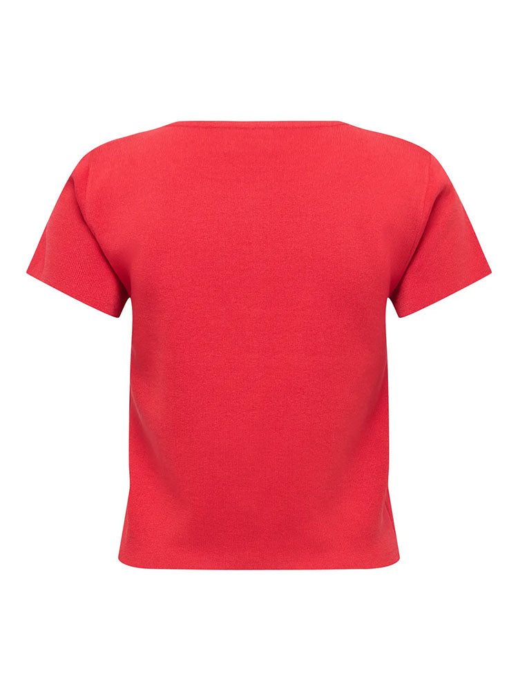 Jdyastra Short Sleeve Cardigan-Tomato
