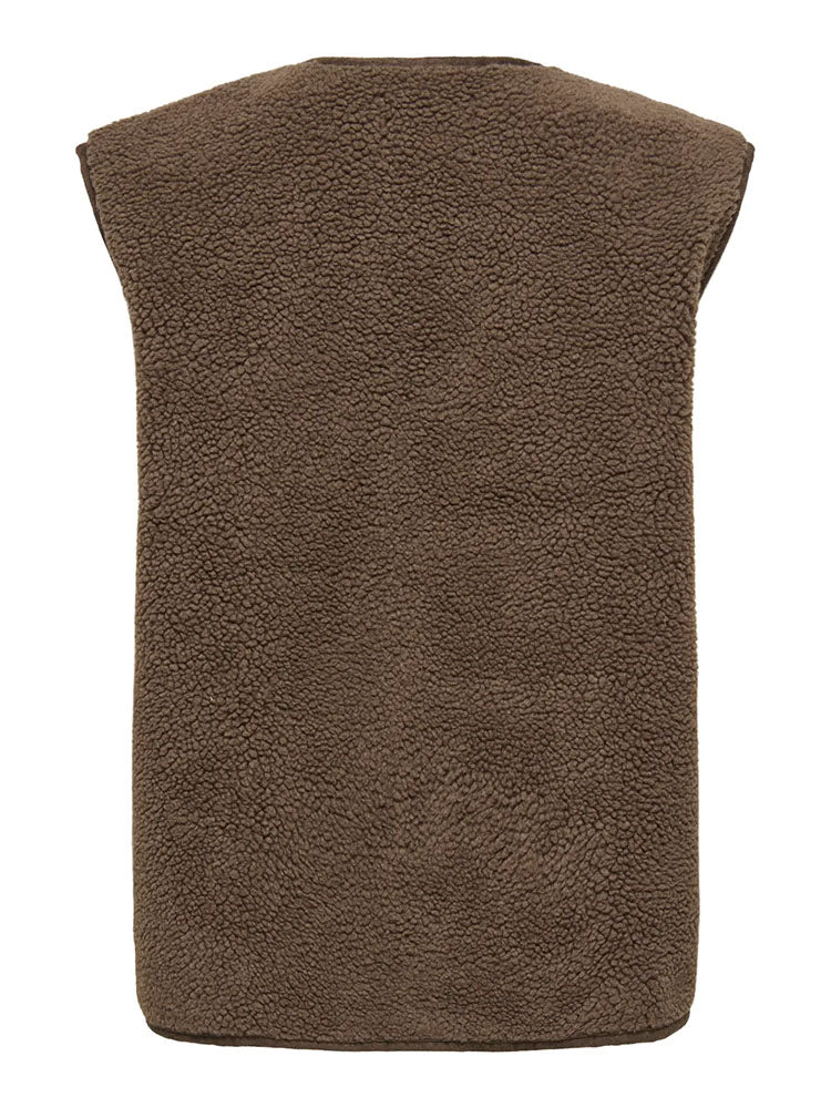 Onlwendy Teddy Waistcoat-Brown