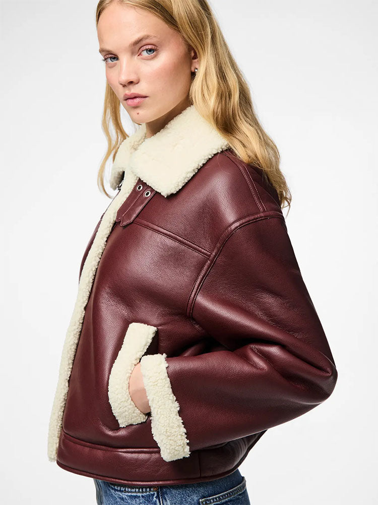 Pcjanelle Short CoatedJacket with Faux Fur-Port