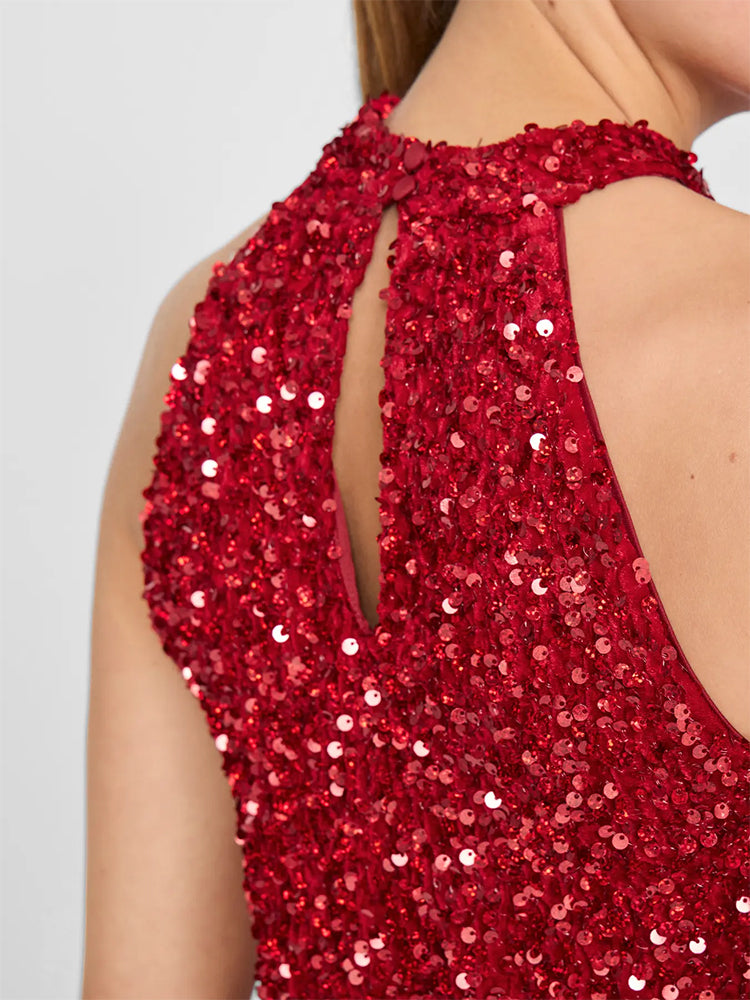 Viziggy Sequins Top-Haute Red