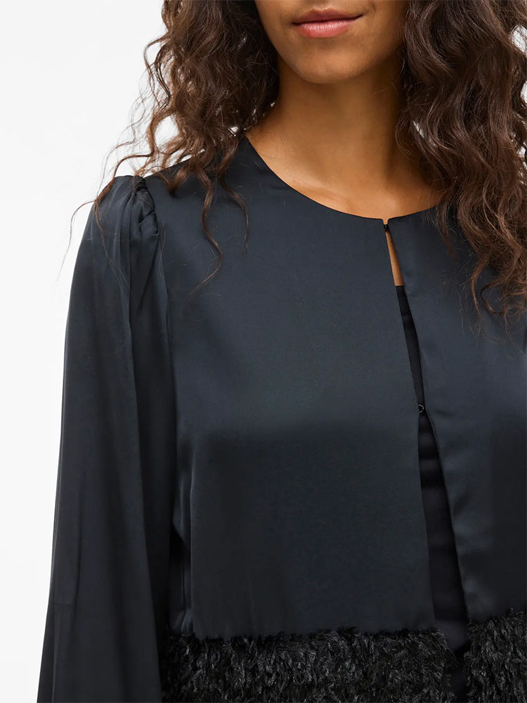 Viveer Satin Cardigan-Black Beauty