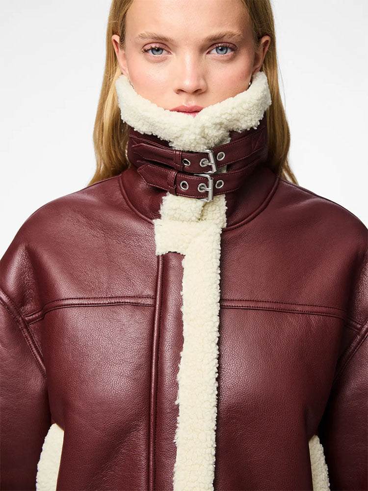 Pcjanelle Short CoatedJacket with Faux Fur-Port