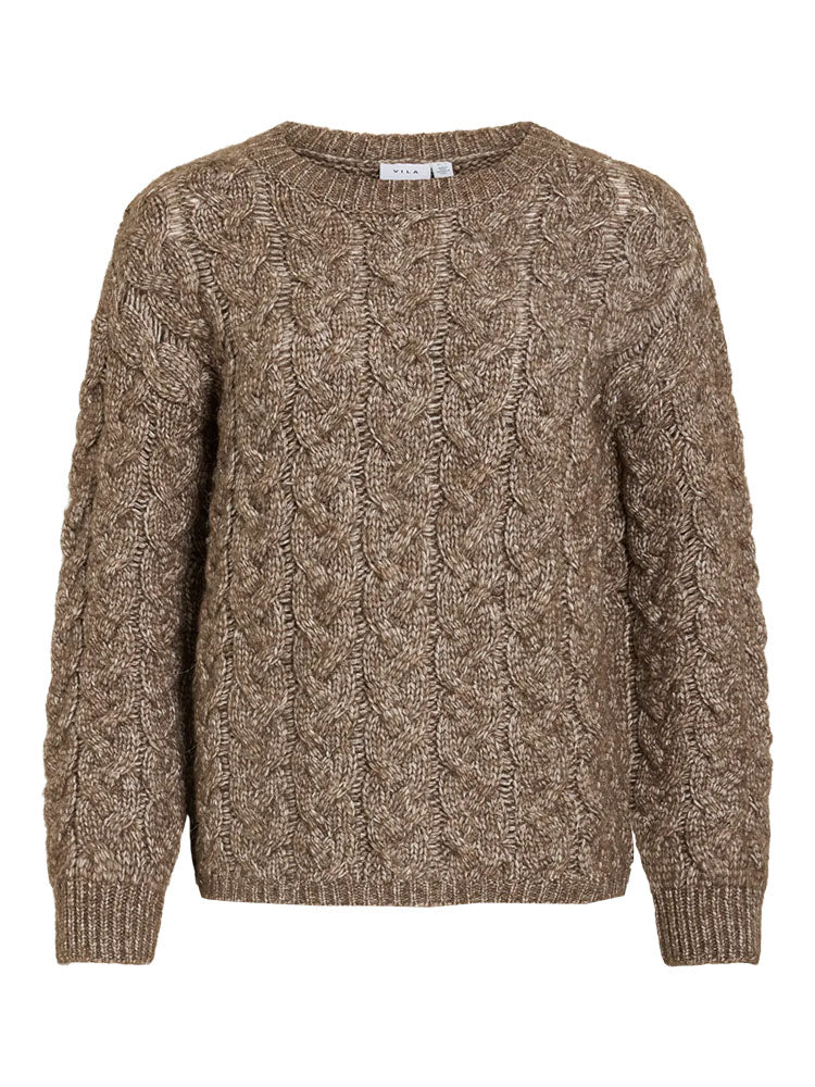 Vireya Cable Knit Sweater-Brown