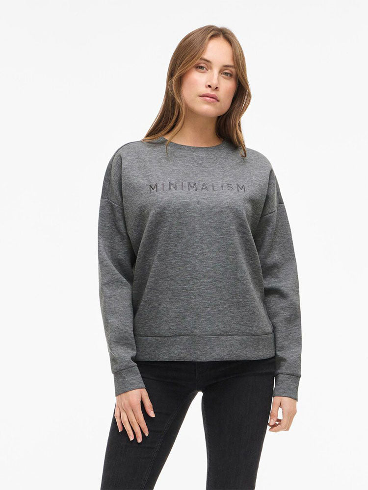 Vireflect Round Neck Sweatshirt in Grey- Minimalism