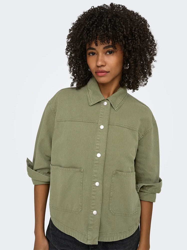 Onllara Twill Jacket-Covert Green