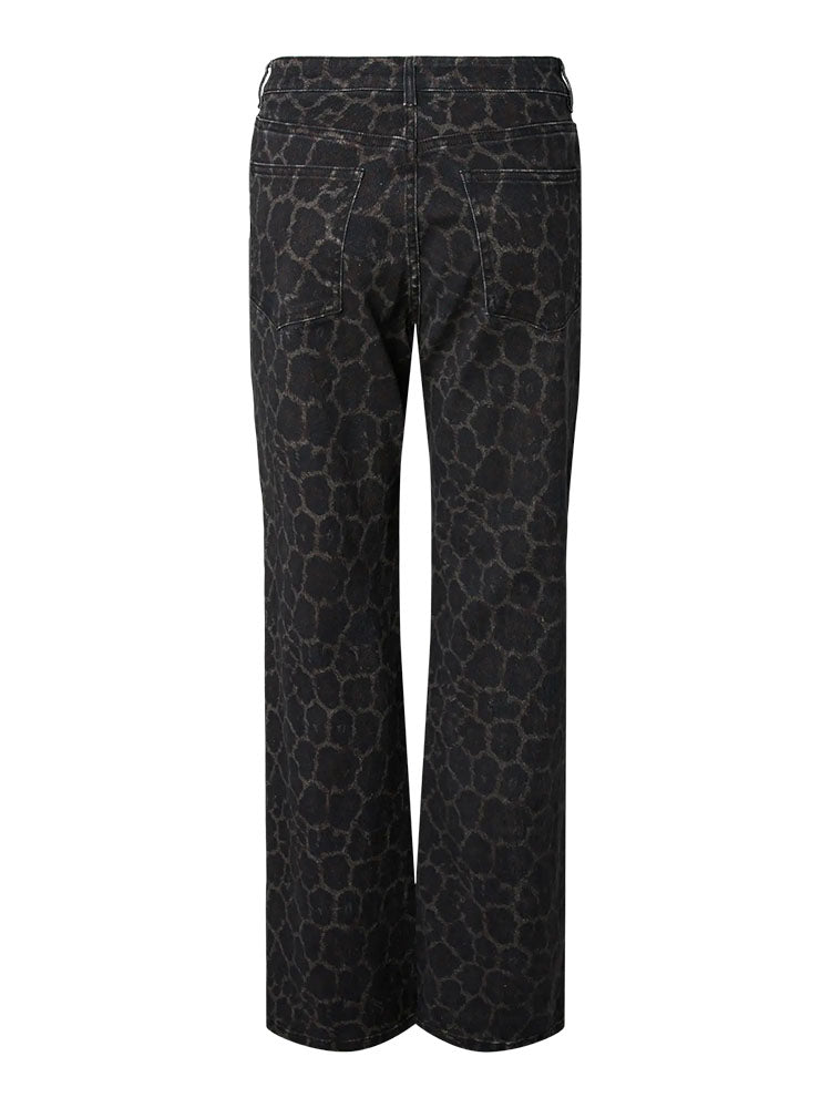 Pceida Mid Waist Straight Jeans-Jaguar Print
