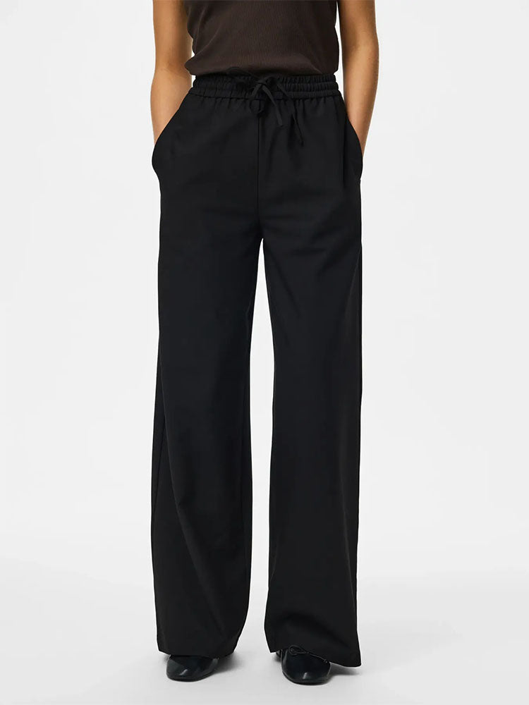 Pcbosella High Waist Wide Trousers-Black