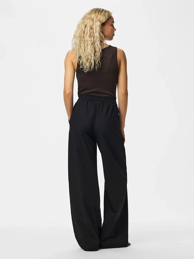 Pcbosella High Waist Wide Trousers-Black