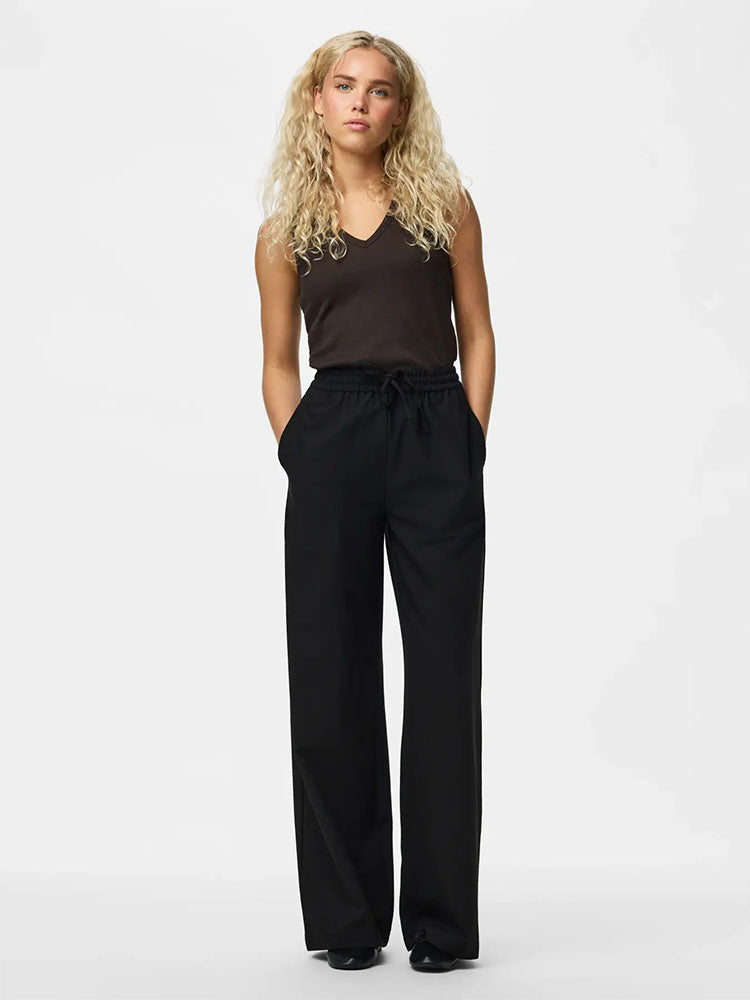 Pcbosella High Waist Wide Trousers-Black