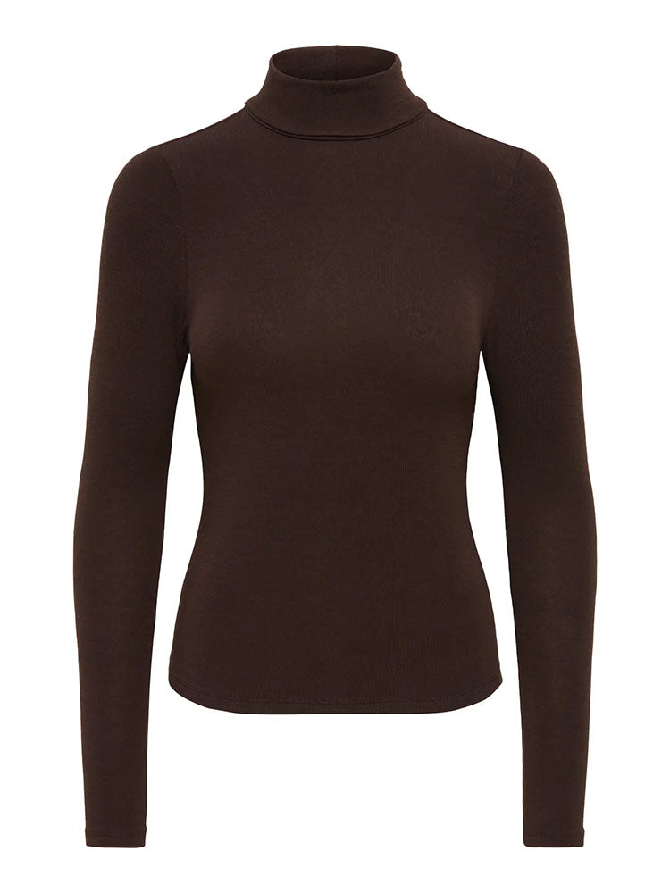 Onlglamour Knit Polo Neck-Brown