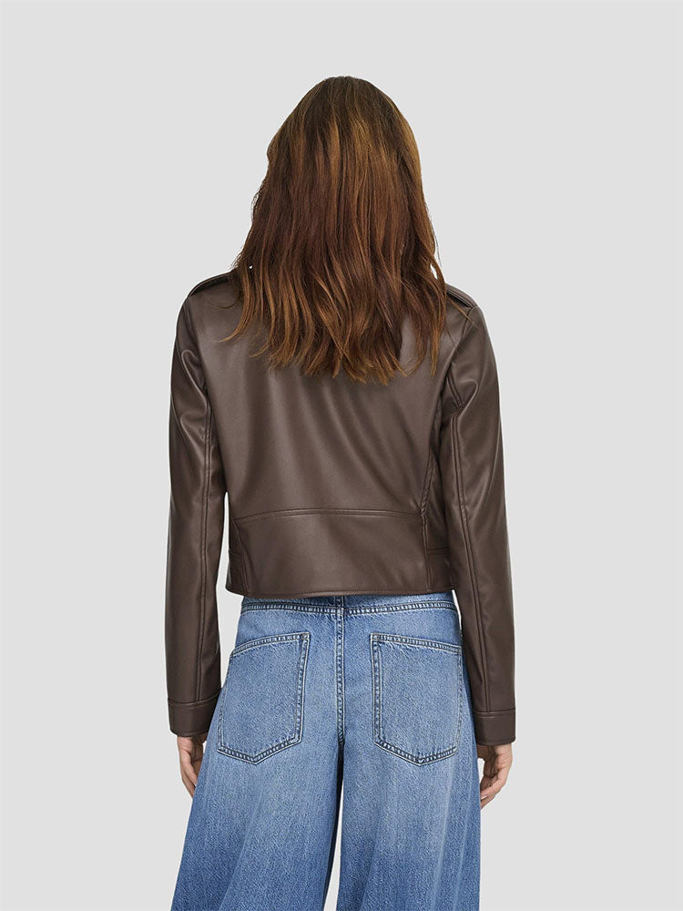 Onlcarmen Faux Leather Jacket-Chocolate Martini
