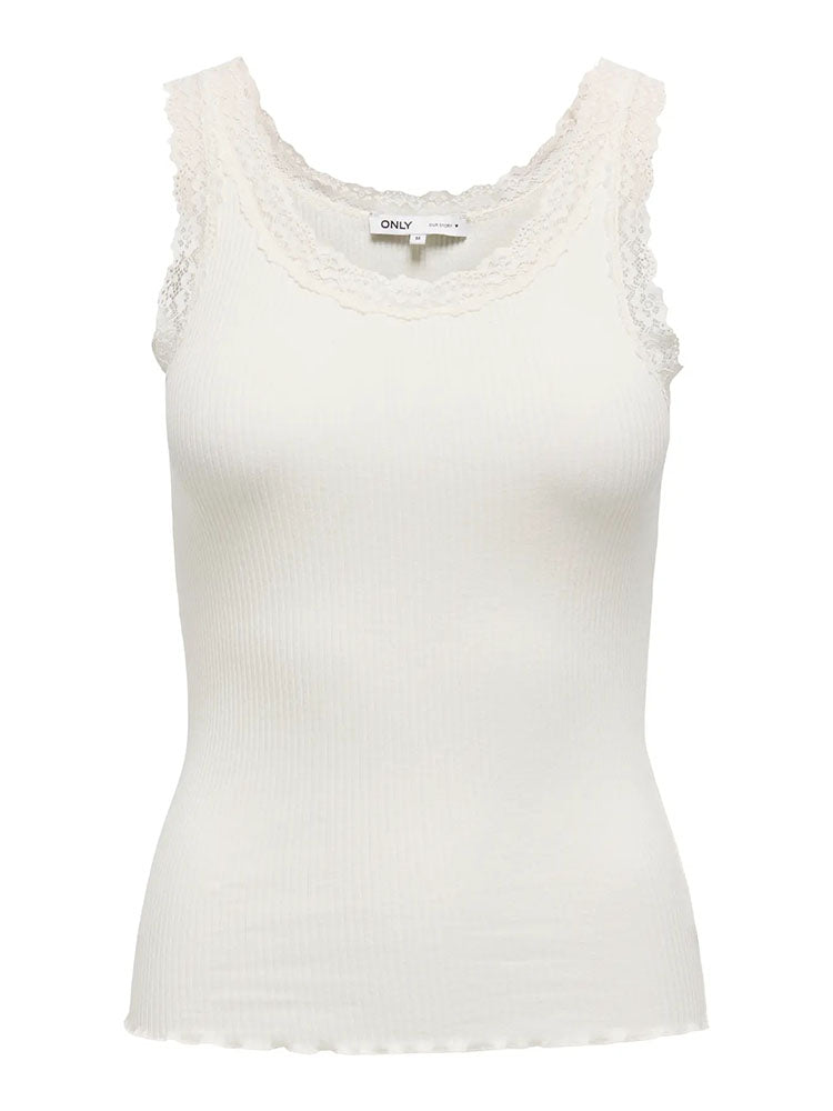 Onlsara Sharai Lace Trim Tank Top-White