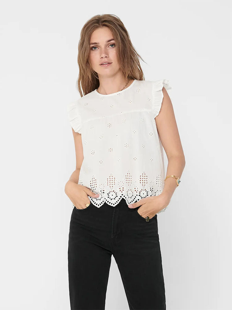 Onlsilla Frill Top-White