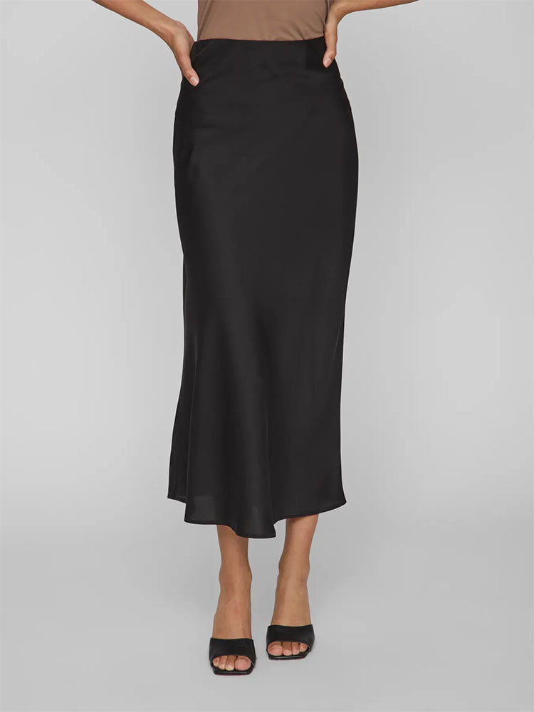 Viellette High Waist Midi Skirt-Black