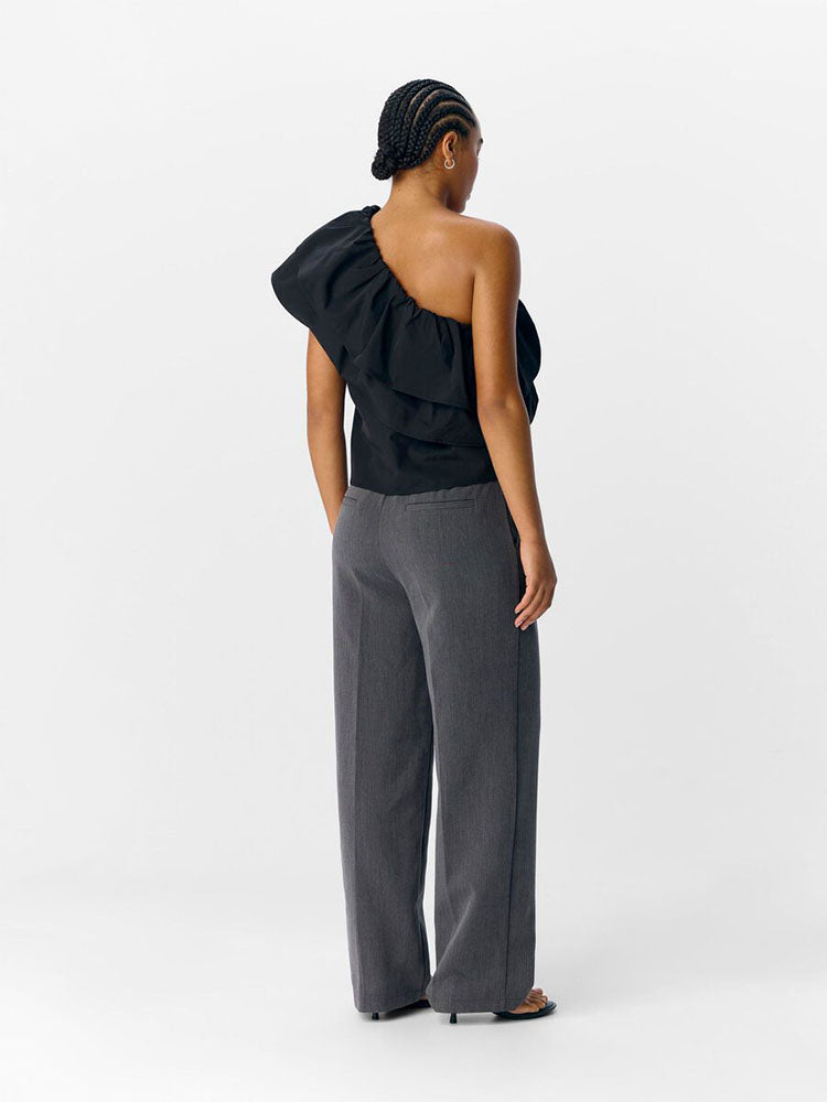 Objmira One Shoulder Top-Black