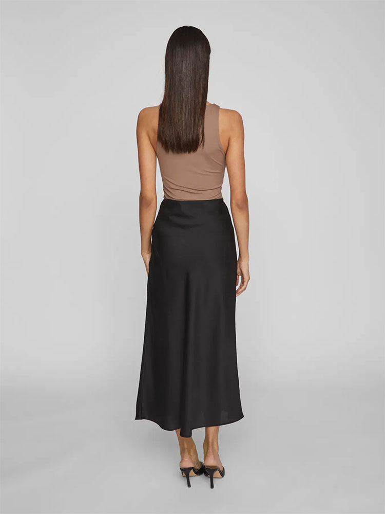 Viellette High Waist Midi Skirt-Black