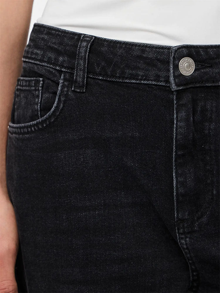 Pcsilke Mid Waist Wide Jeans-Black