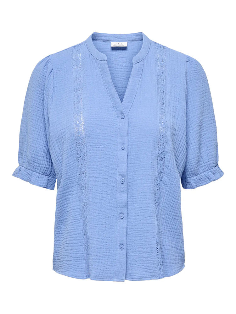 Jdythesis Short Sleeve Lace Shirt-Blue
