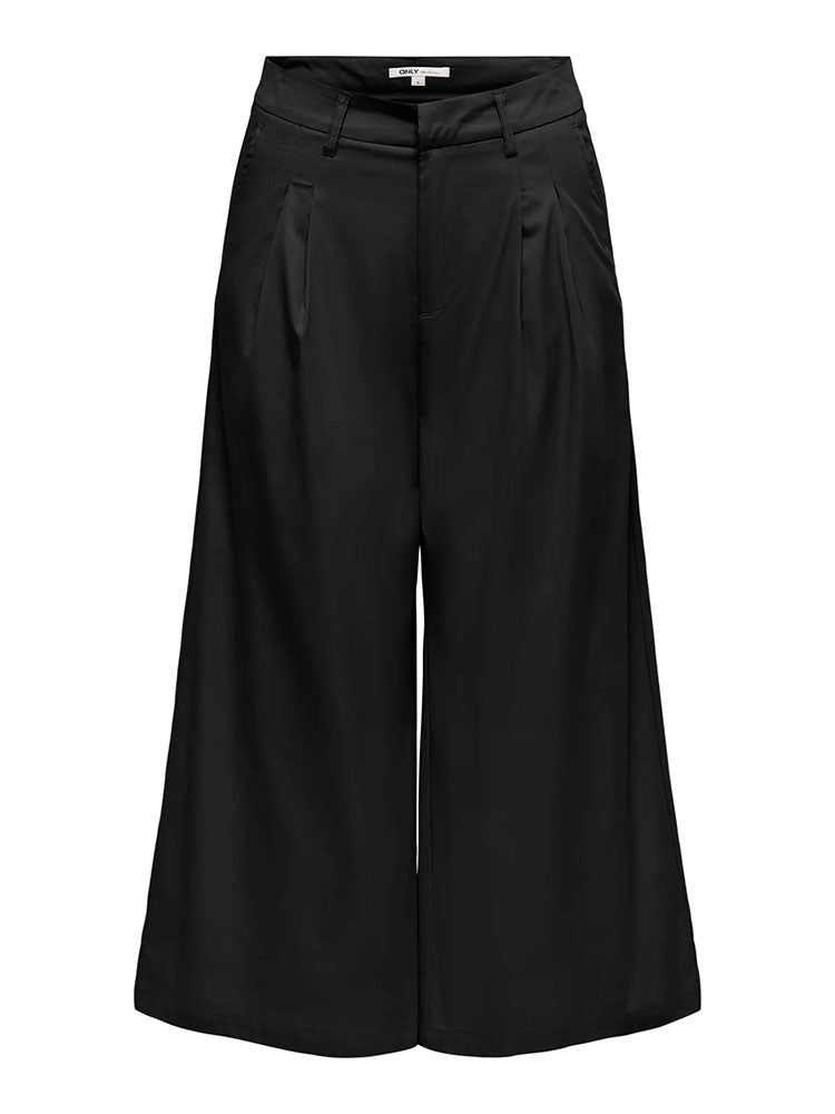 Onltanny Mid Waist Pleated Culottes-Black