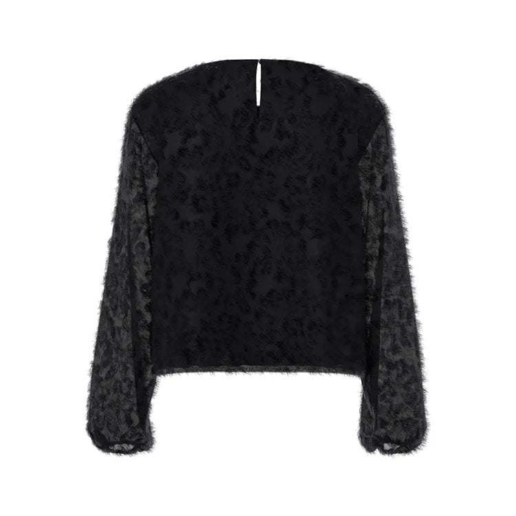 Pcmiara Long Sleeve Fluffy Top-Black