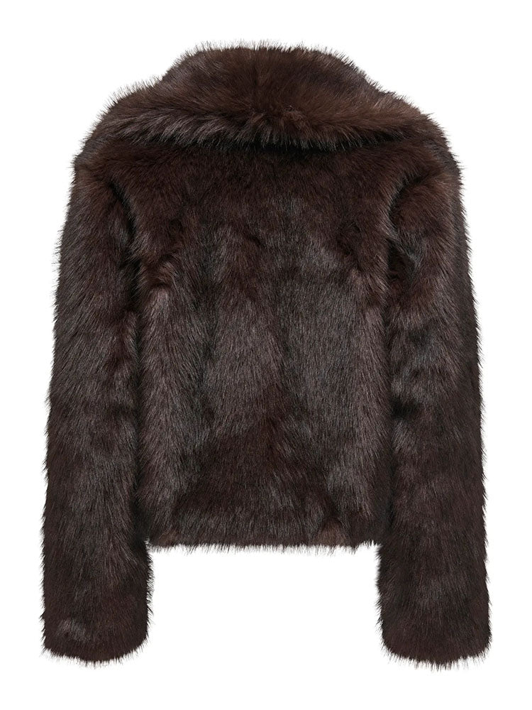Onldawn Faux Fur Coat-Dark Chocolate