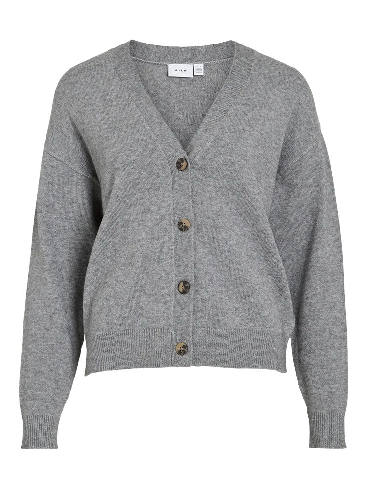 Viril V Neck Knit Cardigan-Grey