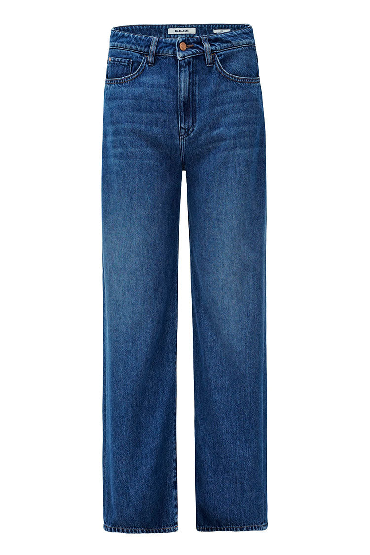 Salsa High Waist Wide Leg Jeans-Medium Blue Denim