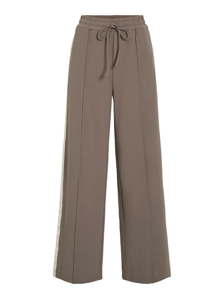 Viclua High Waist Trousers-Deep Beige/Cream Stripe