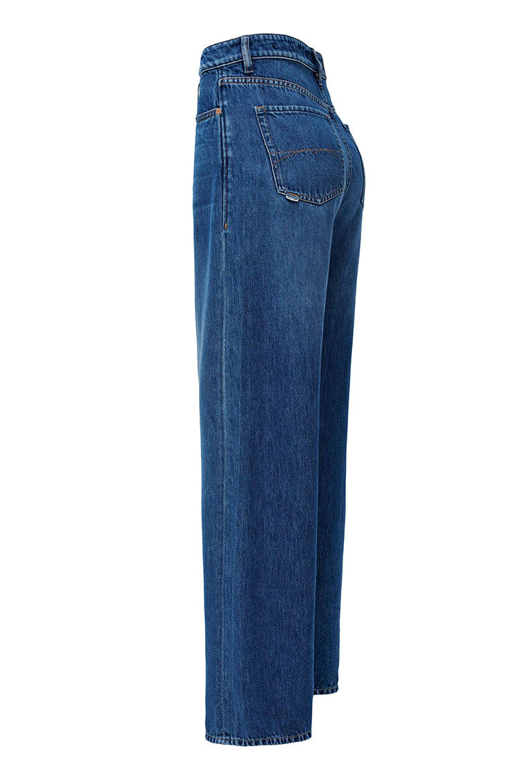 Salsa High Waist Wide Leg Jeans-Medium Blue Denim