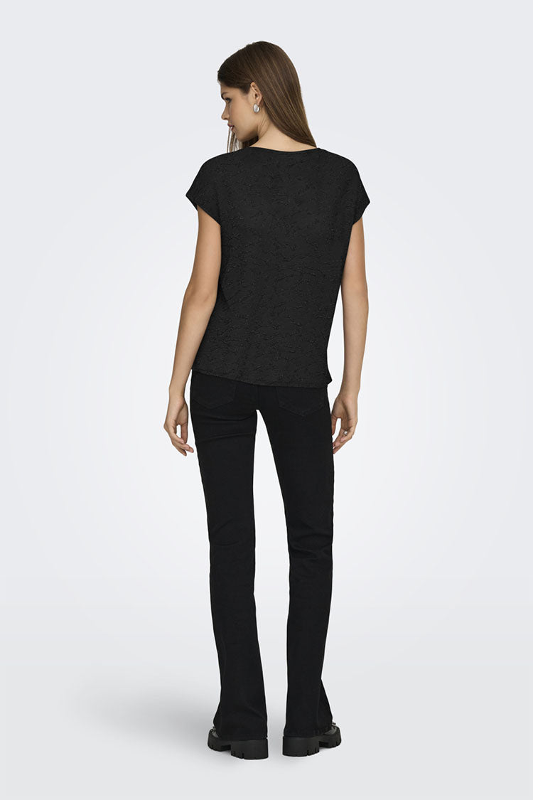 Onlcarol V Neck Glitter Top-Black Zebra