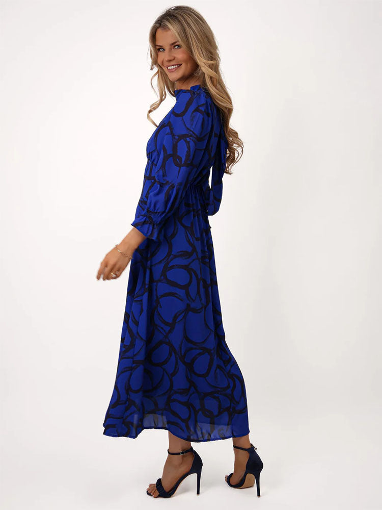 Kate &amp; Pippa Simona Midi Dress In Royal Blue / Navy