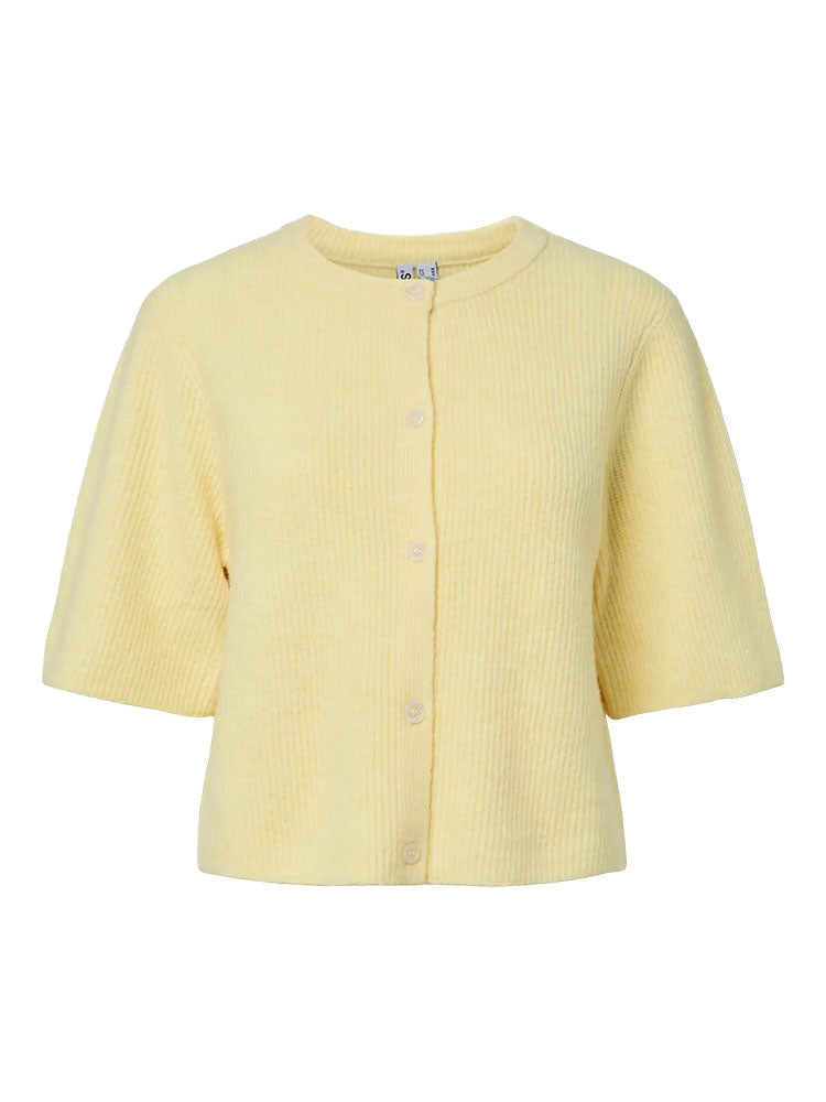 Pcsilly Short Sleeve Knit Cardigan-Pale Banana