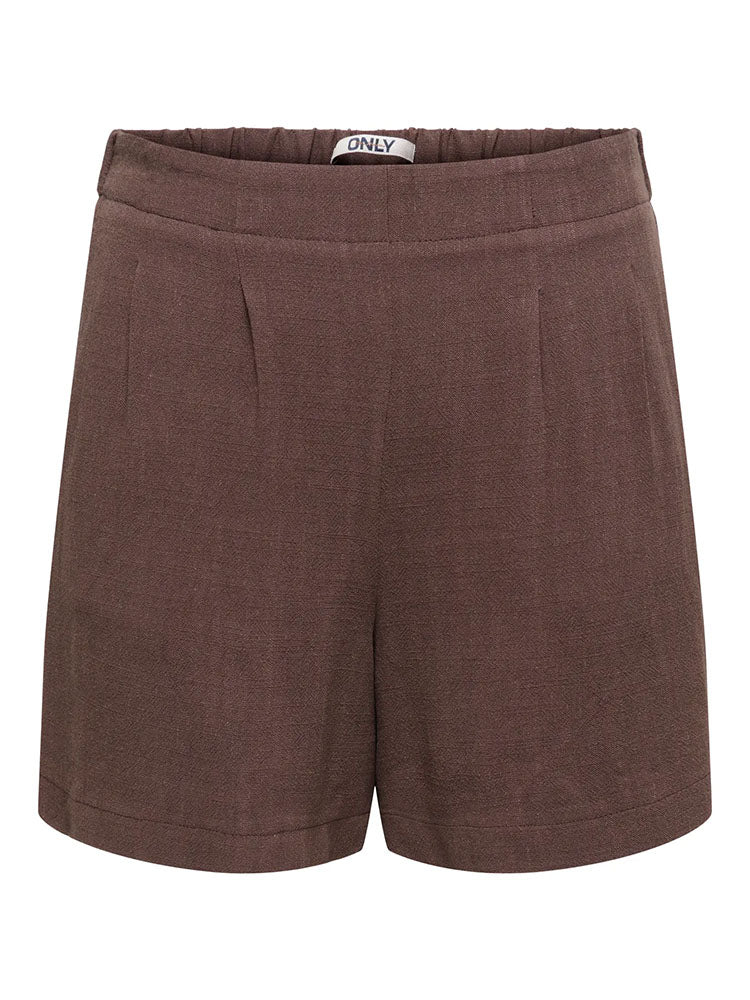 Onlsiesta High Waist Simple Linen Shorts-Brown