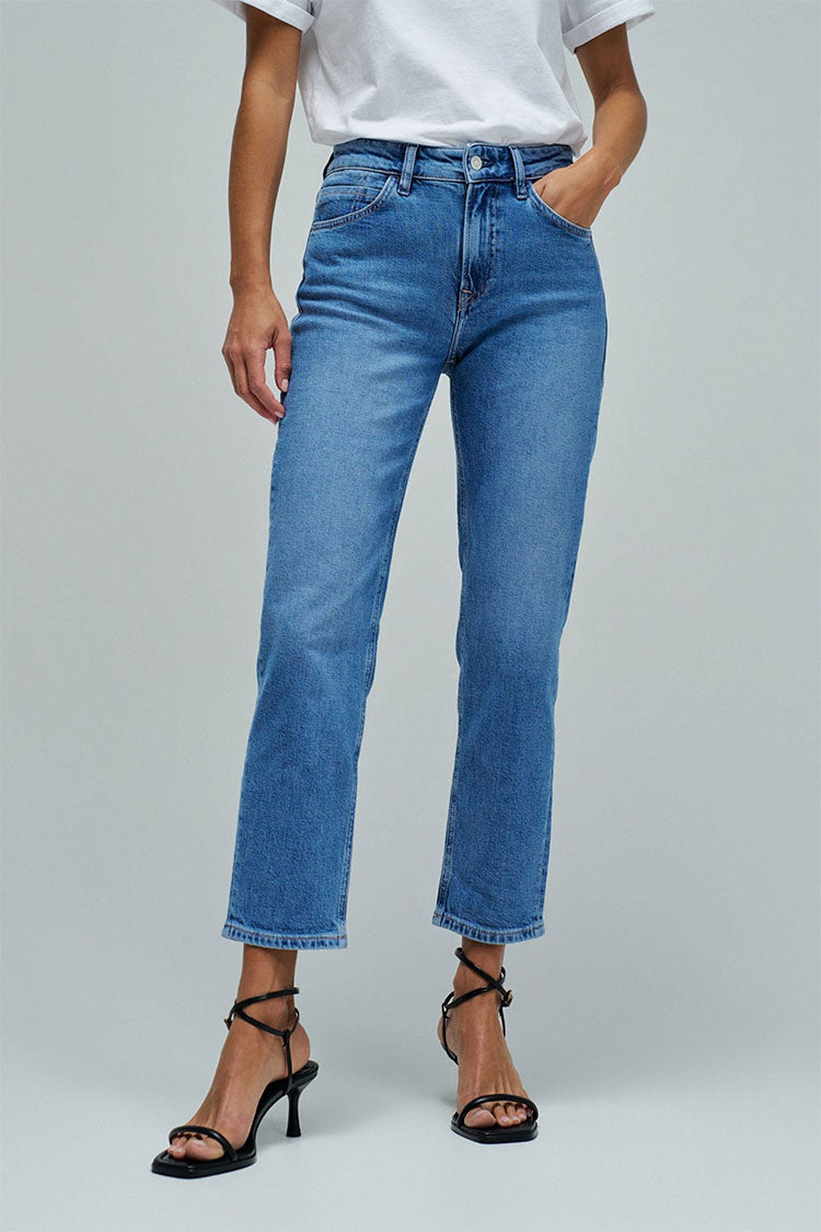 Salsa True Cropped Slim Jeans-Medium Blue Denim