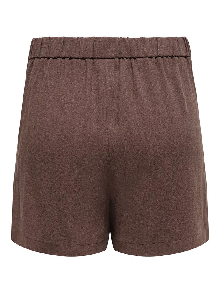 Onlsiesta High Waist Simple Linen Shorts-Brown