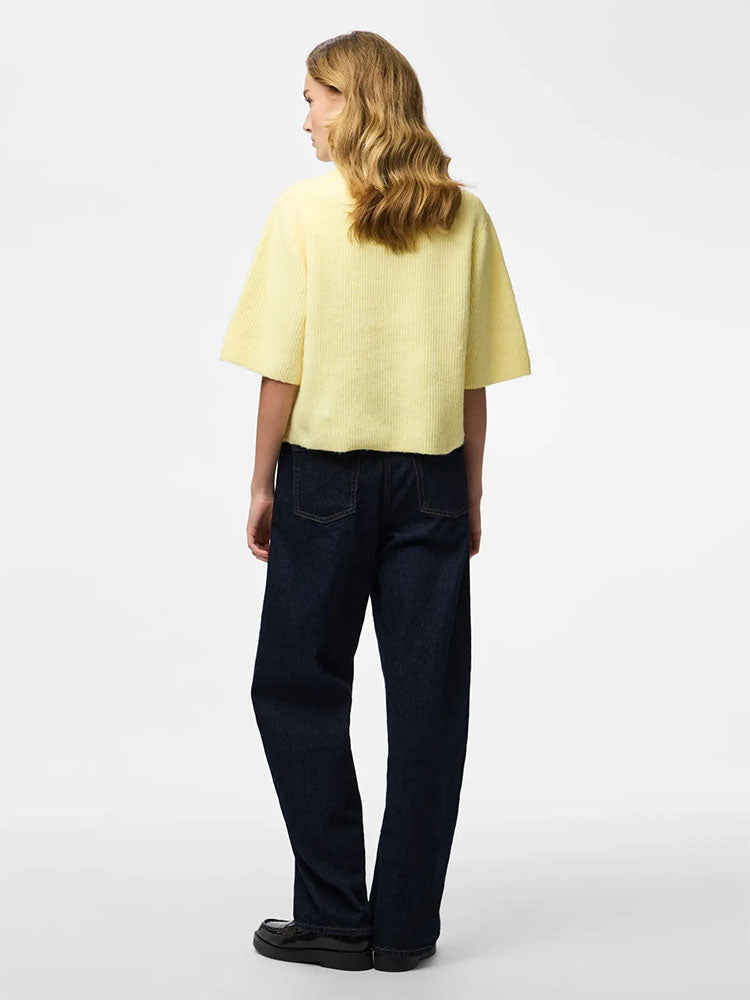 Pcsilly Short Sleeve Knit Cardigan-Pale Banana