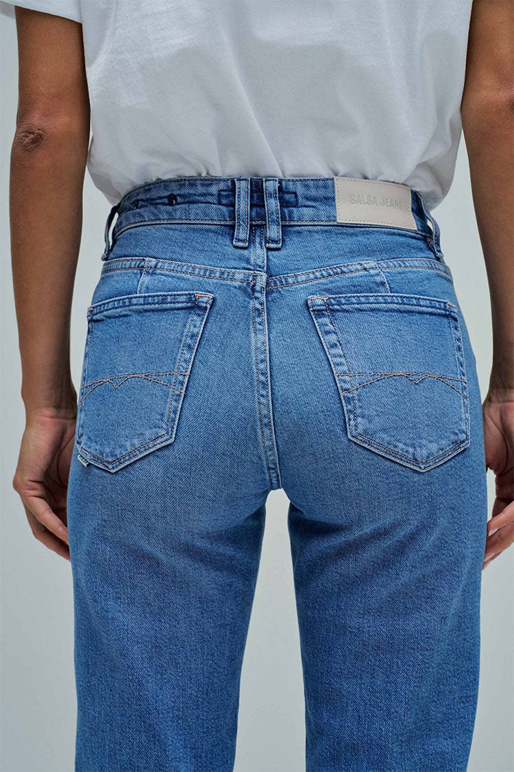 Salsa True Cropped Slim Jeans-Medium Blue Denim