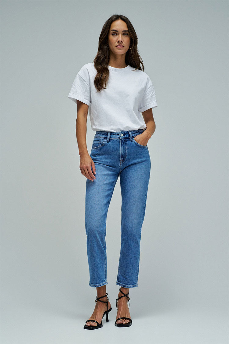 Salsa True Cropped Slim Jeans-Medium Blue Denim