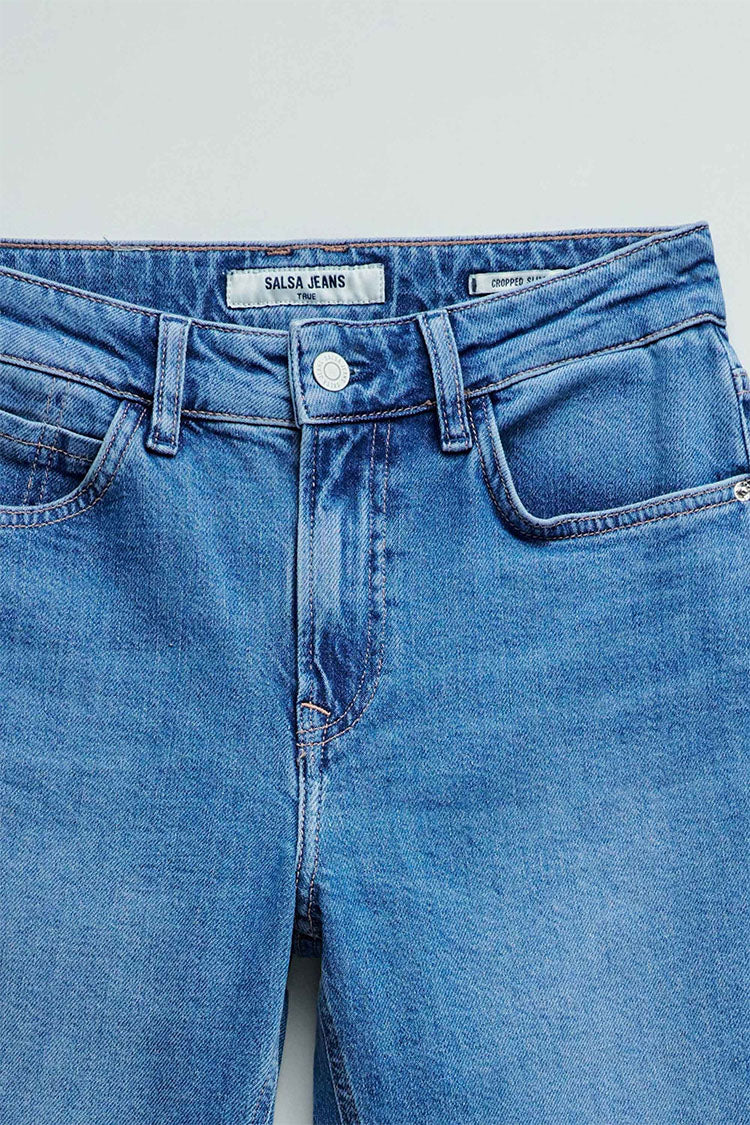 Salsa True Cropped Slim Jeans-Medium Blue Denim