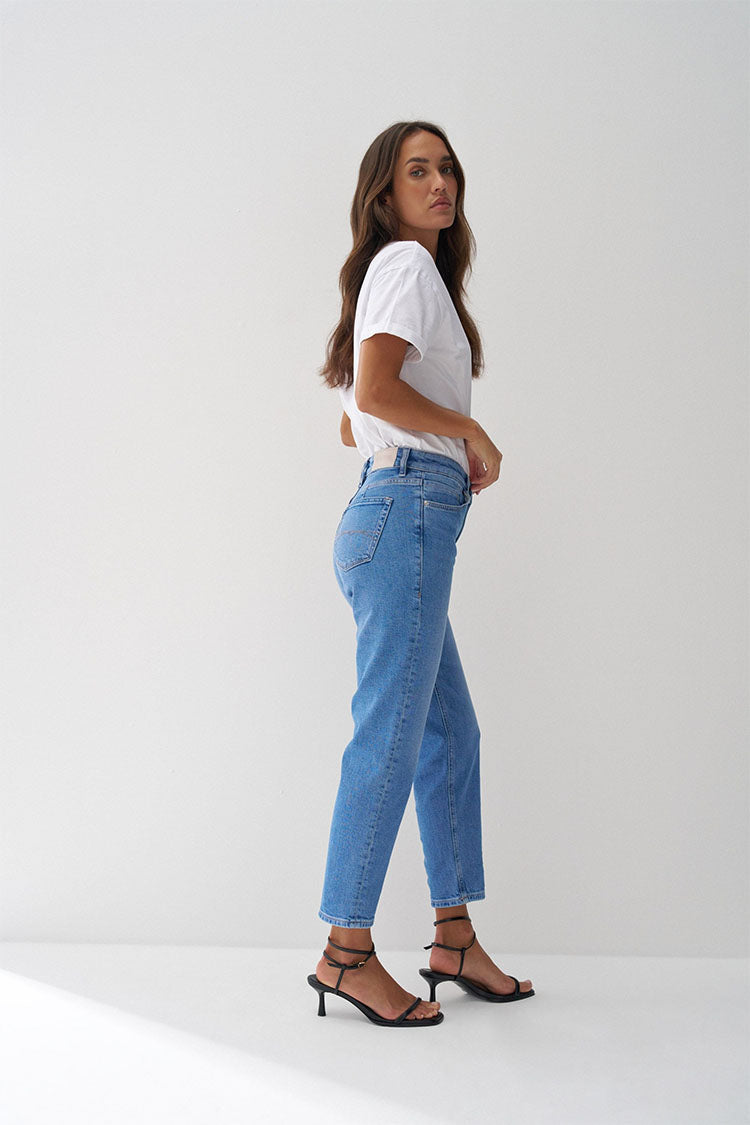Salsa True Cropped Slim Jeans-Medium Blue Denim