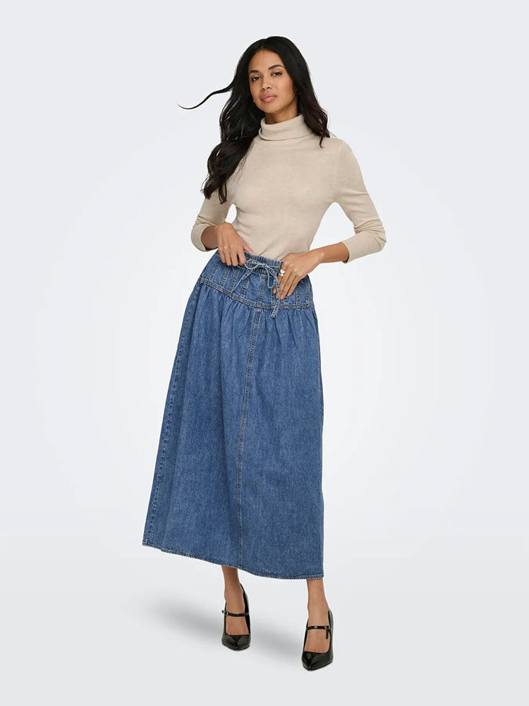Onllyra Denim Maxi Skirt-Medium Blue Denim