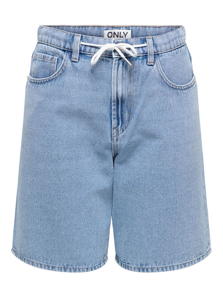 Onlhope High Waist Wide String Shorts-Light Blue Denim