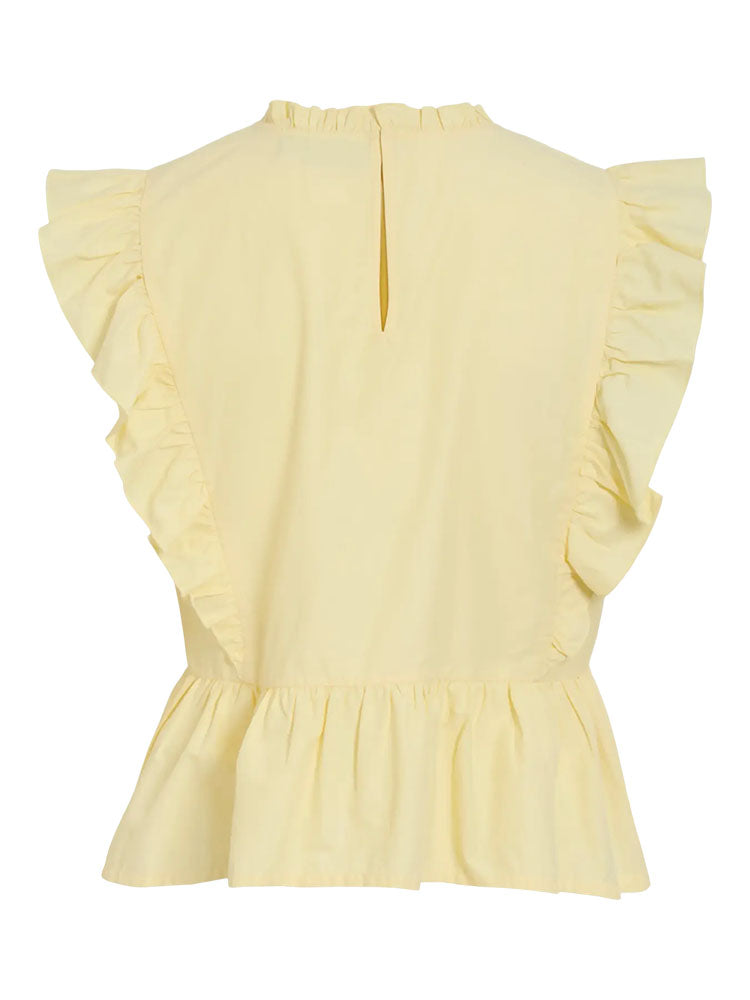 Virufella Sleeveless Frill Top-Pale Banana