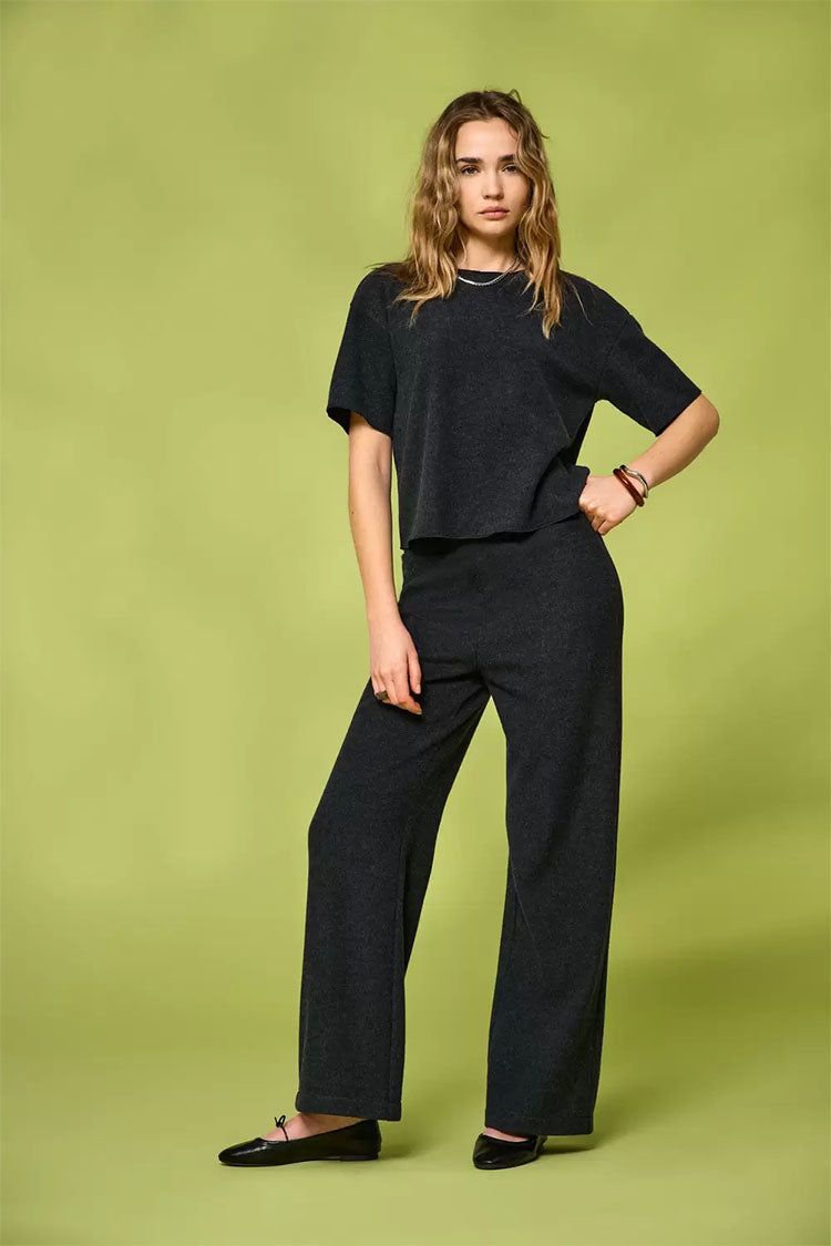 Onlmatty Wide Knit Trousers-Dark Grey