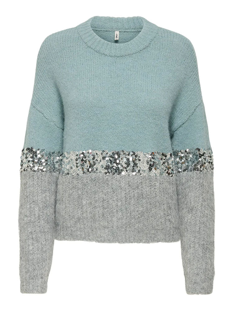 Onlmaine Sequin Block Knit Sweater