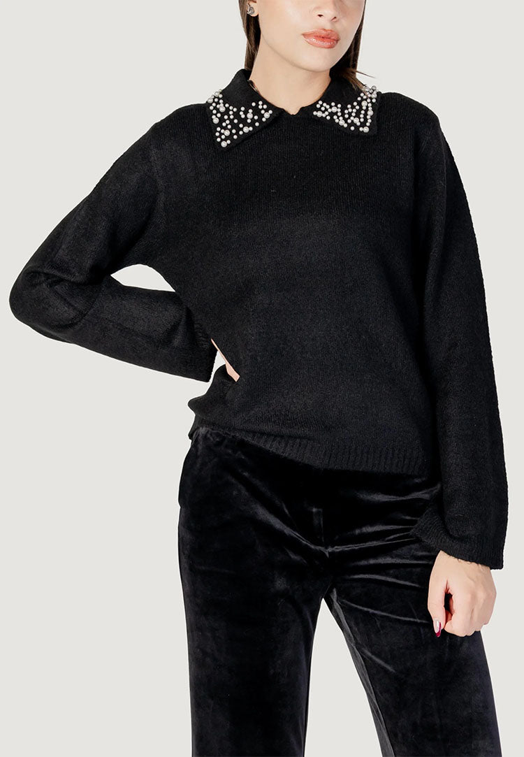 Jdyaubray Black Pearl Collar Knit Sweater