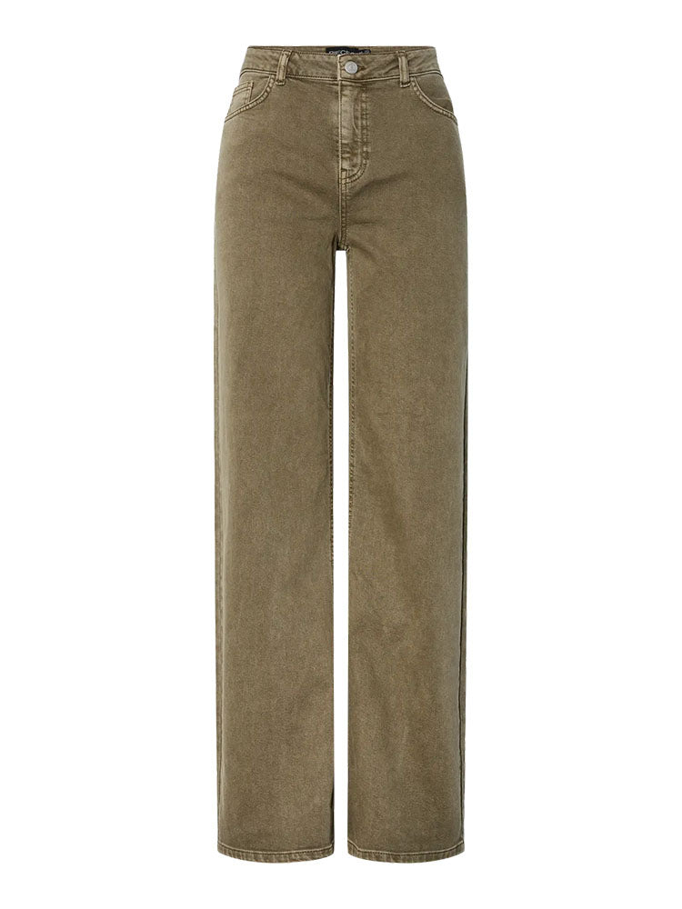 Pcsilke Mid Waist Wide Leg Olive Jeans