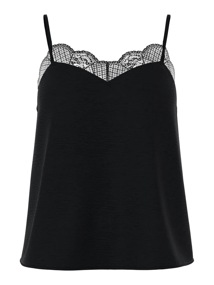 Pctiffany Strap Lace Cami-Black